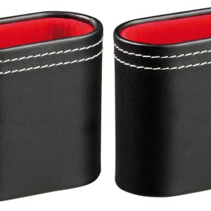 Dice Cup Set (2) - Black Faux Leather, Red Velour