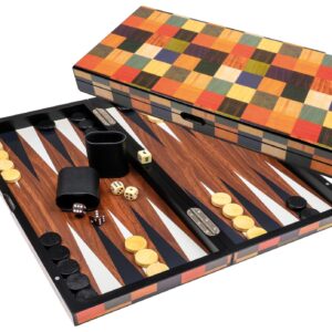 Abstract Grid Case Backgammon Set - Large, Magnetic Lock