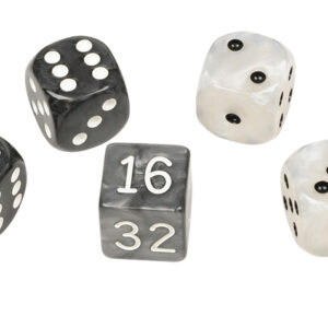 Backgammon Dice Set (4) + Doubling Cube Black White