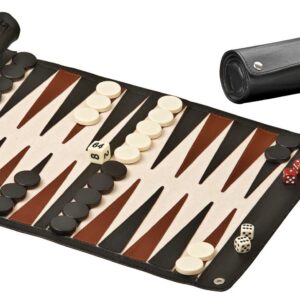 Roll Up Travel Backgammon Set Black