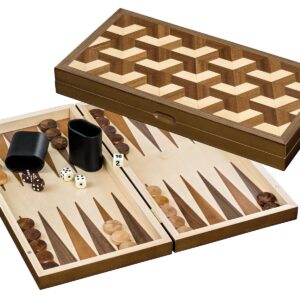 Tessellated Cube Case Backgammon Set - Medium, Magnetic Lock