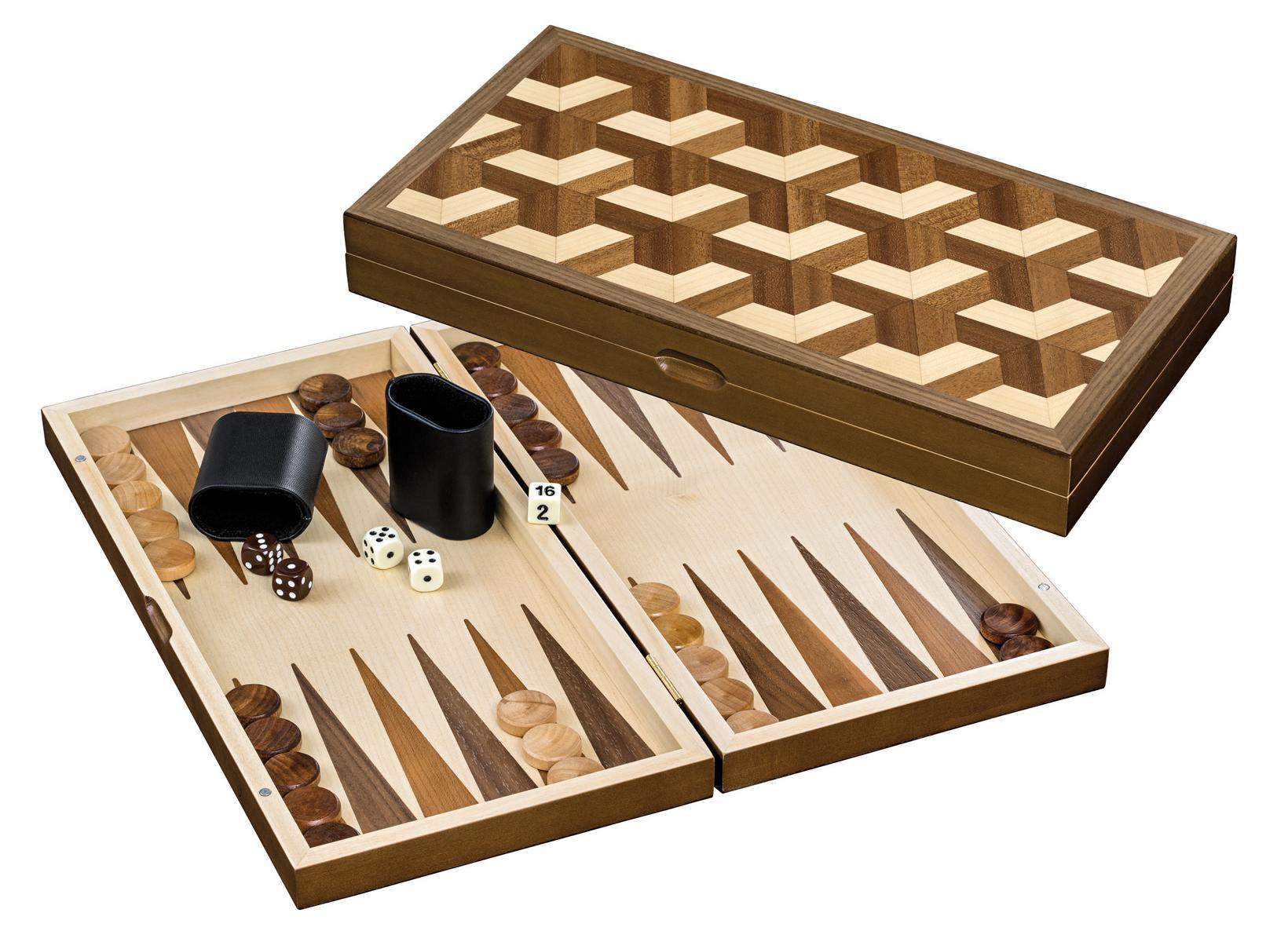 Tessellated Cube Case Backgammon Set - Medium, Magnetic Lock