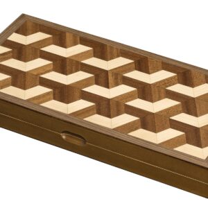 Tessellated Cube Case Backgammon Set Medium Closed