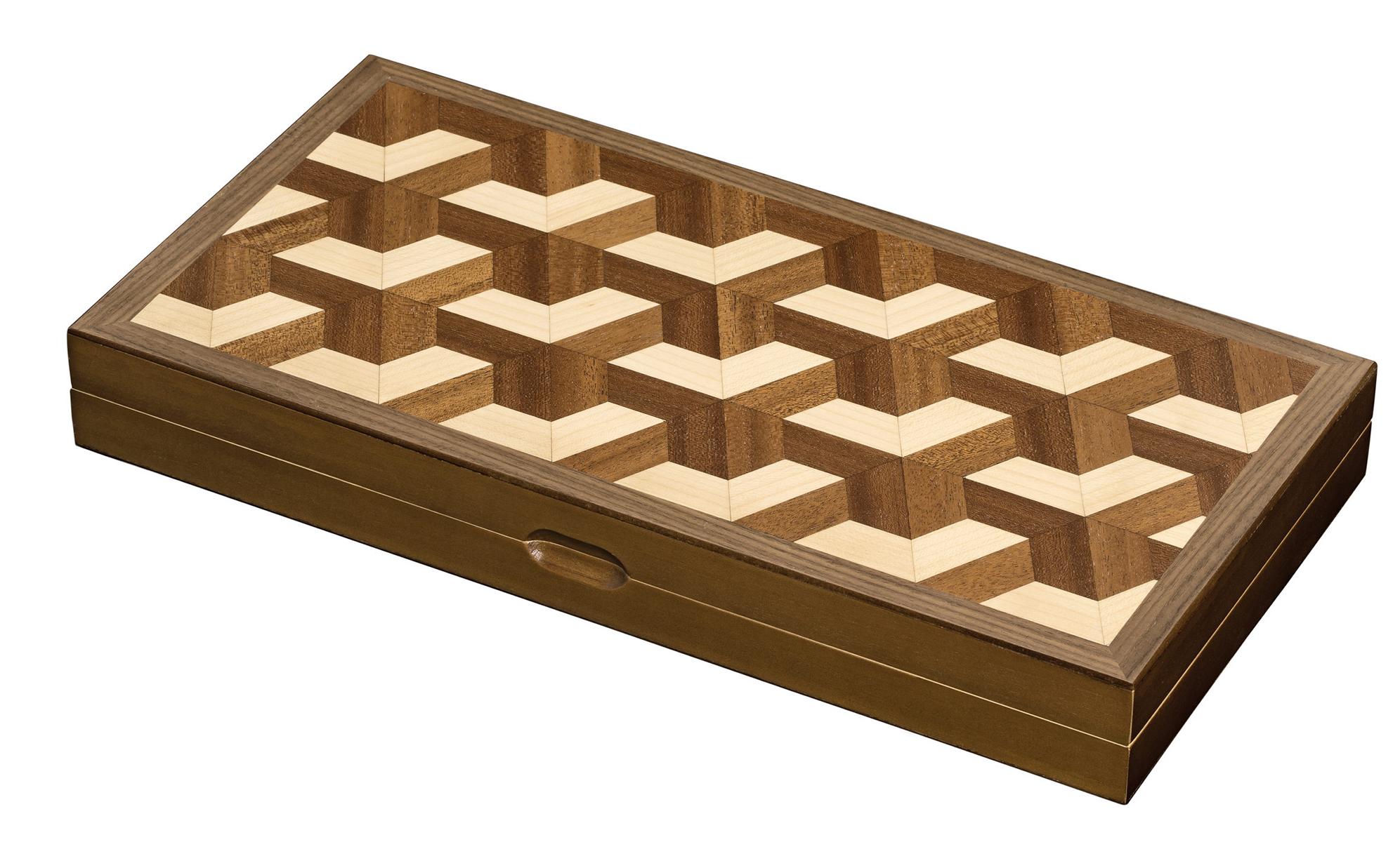 Tessellated Cube Case Backgammon Set Medium Closed