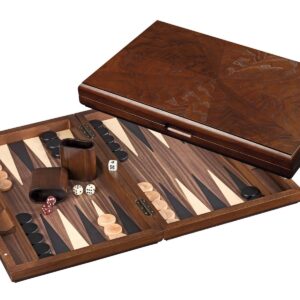 Dark Walnut Veneer Backgammon Set Large