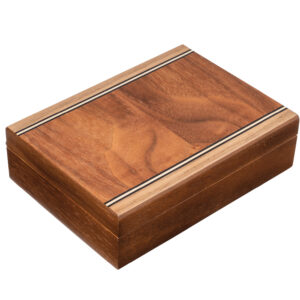 Walnut Wood Finish Playing Card Box Closed