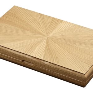 large oak veneer backgammon set closed