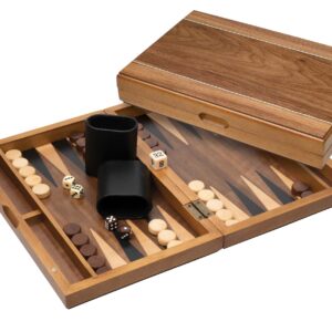 1114 Hevea Wood Veneer Backgammon Set - Small