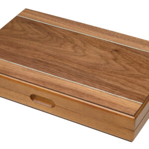 1114 Hevea Wood Veneer Backgammon Set - Small Closed