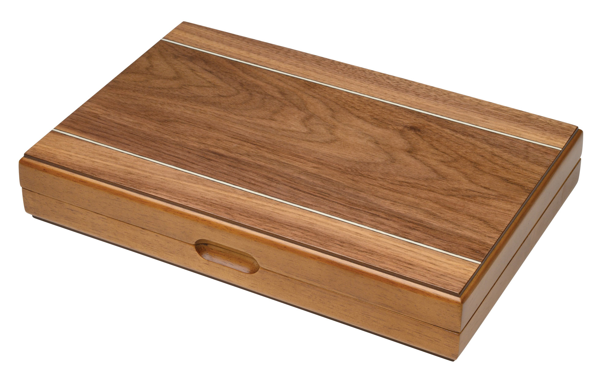 1114 Hevea Wood Veneer Backgammon Set - Small Closed