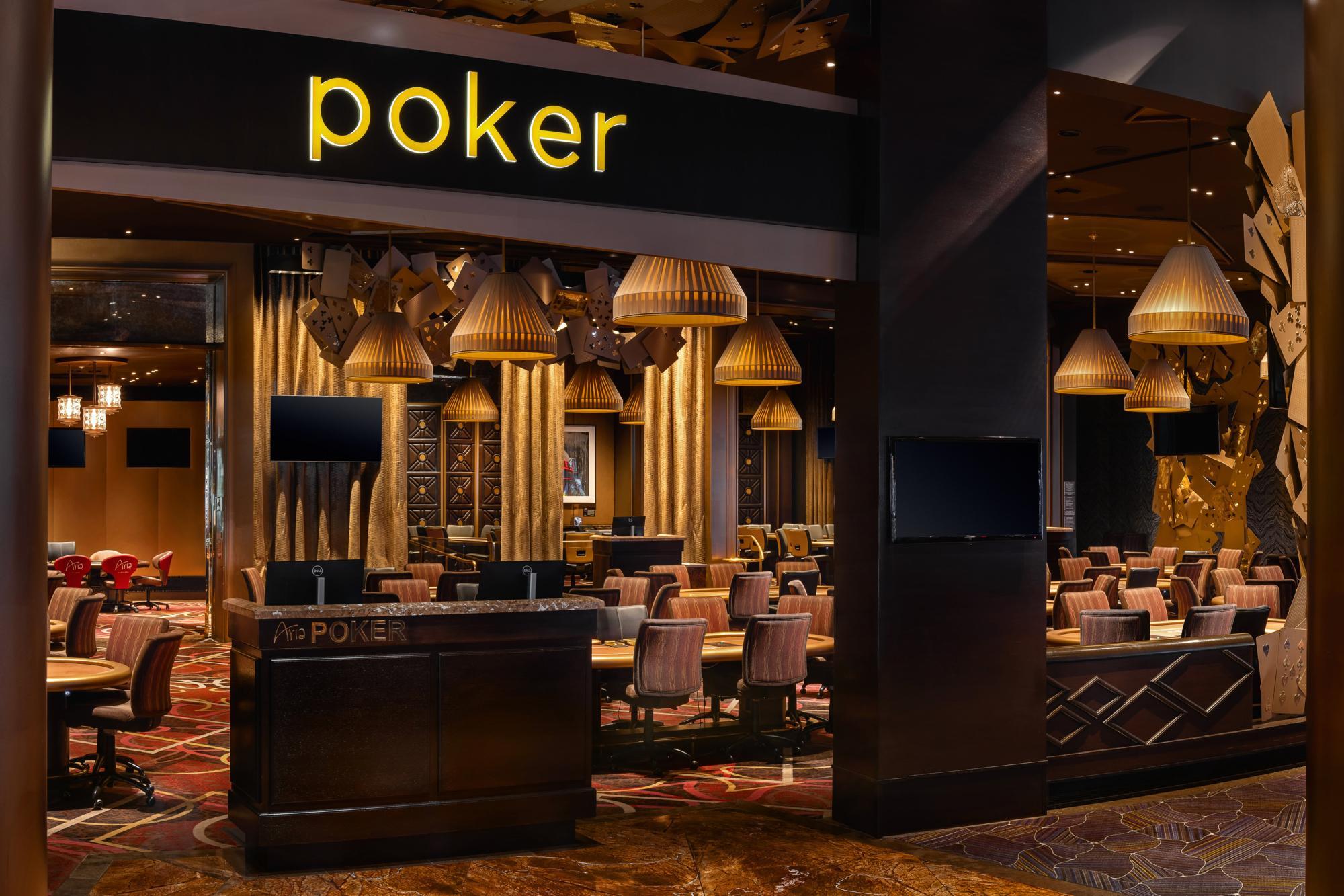 ARIA Poker entrance and host stand