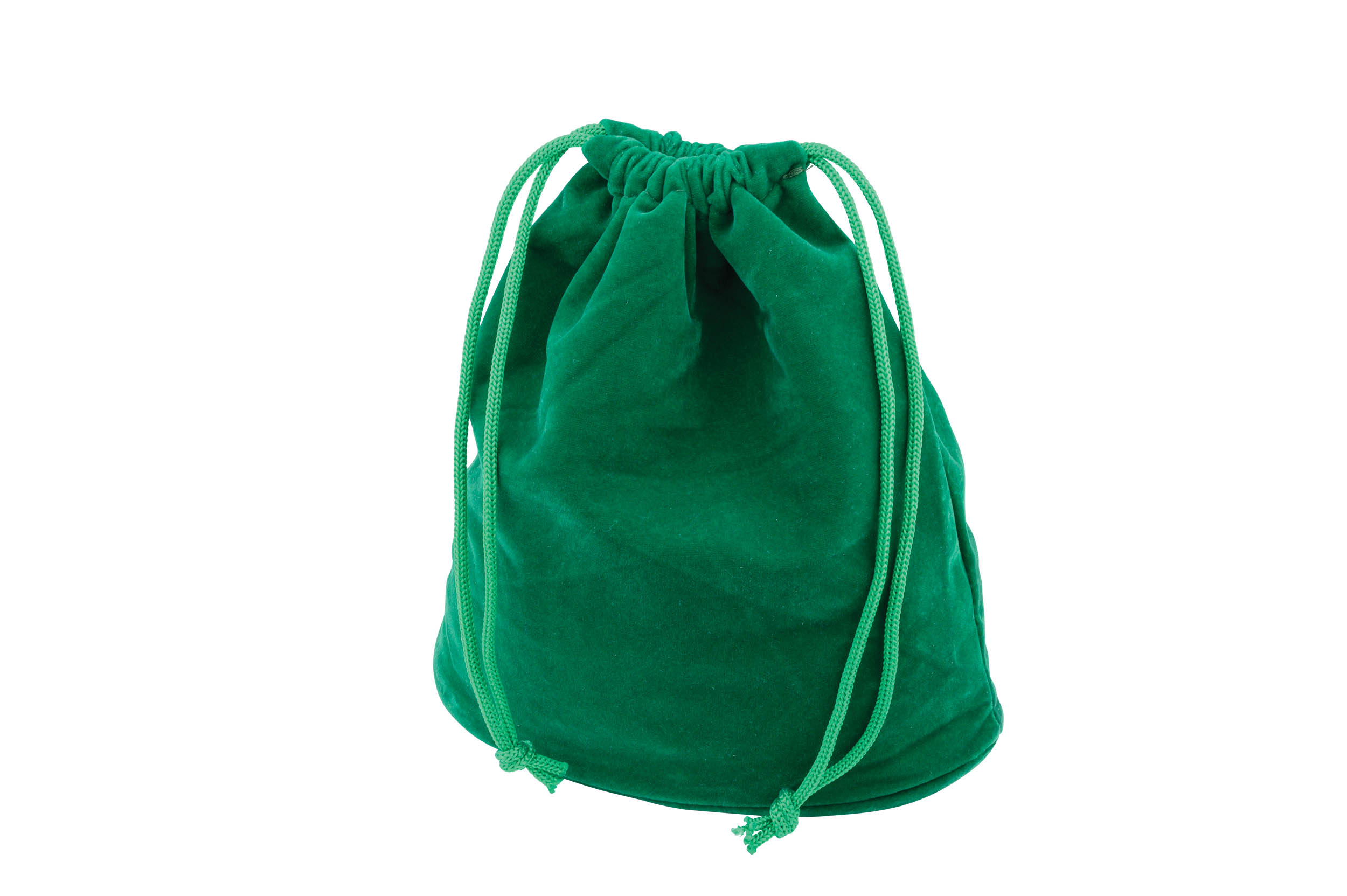 Velvet fabric storage bag for chess pieces in colour green