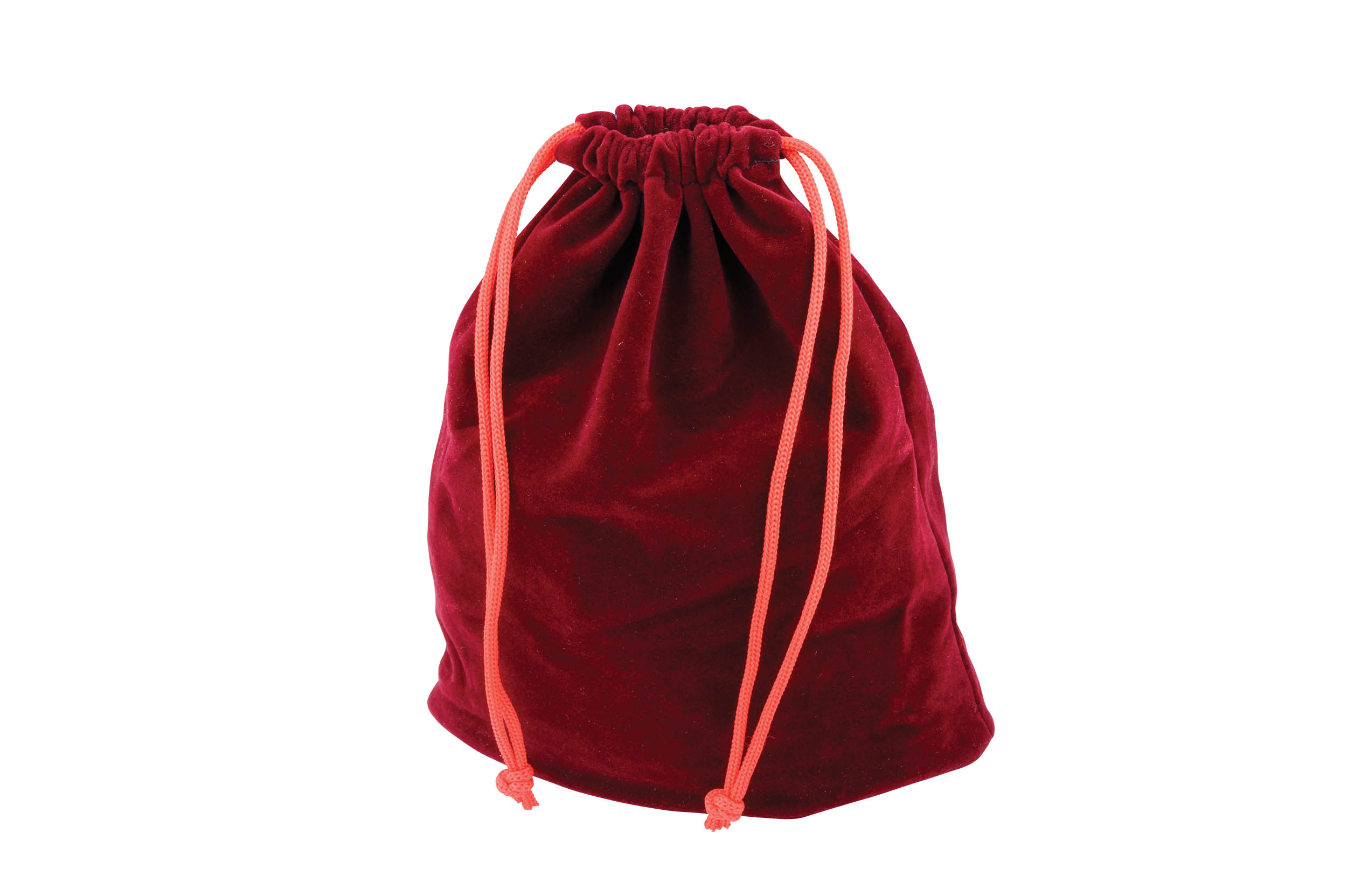 Velvet fabric storage bag for backgammon pieces in colour red