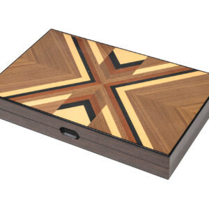 Medium Walnut Wood Backgammon Set With Felt Interior Closed