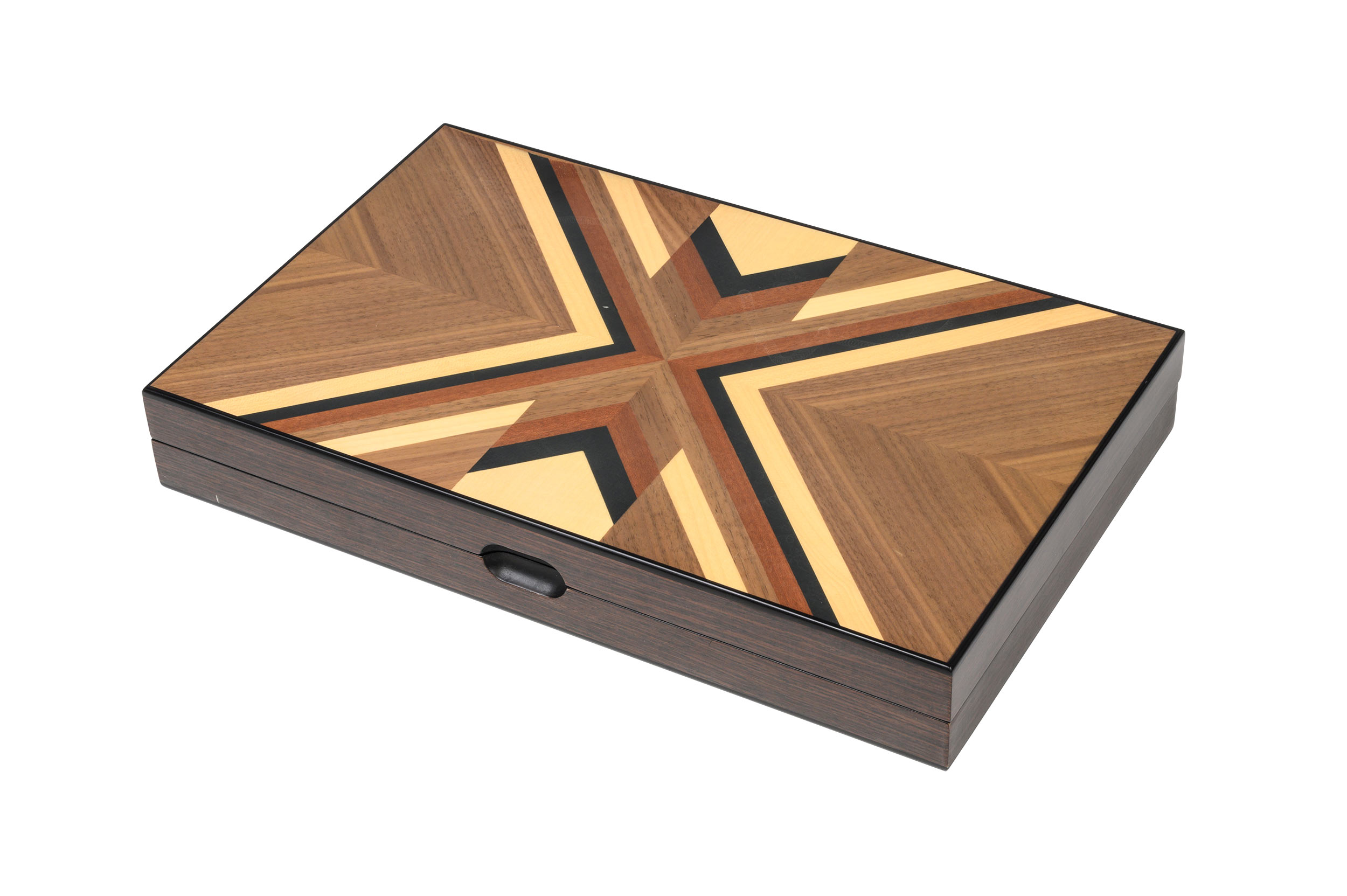 Medium Walnut Wood Backgammon Set With Felt Interior Closed