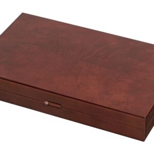 Medium walnut wood backgammon set closed