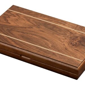 Warm Walnut Veneer Backgammon Set Closed