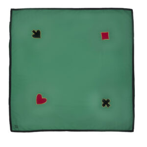 Green cotton card table cloth 120 x 120 cm with suits