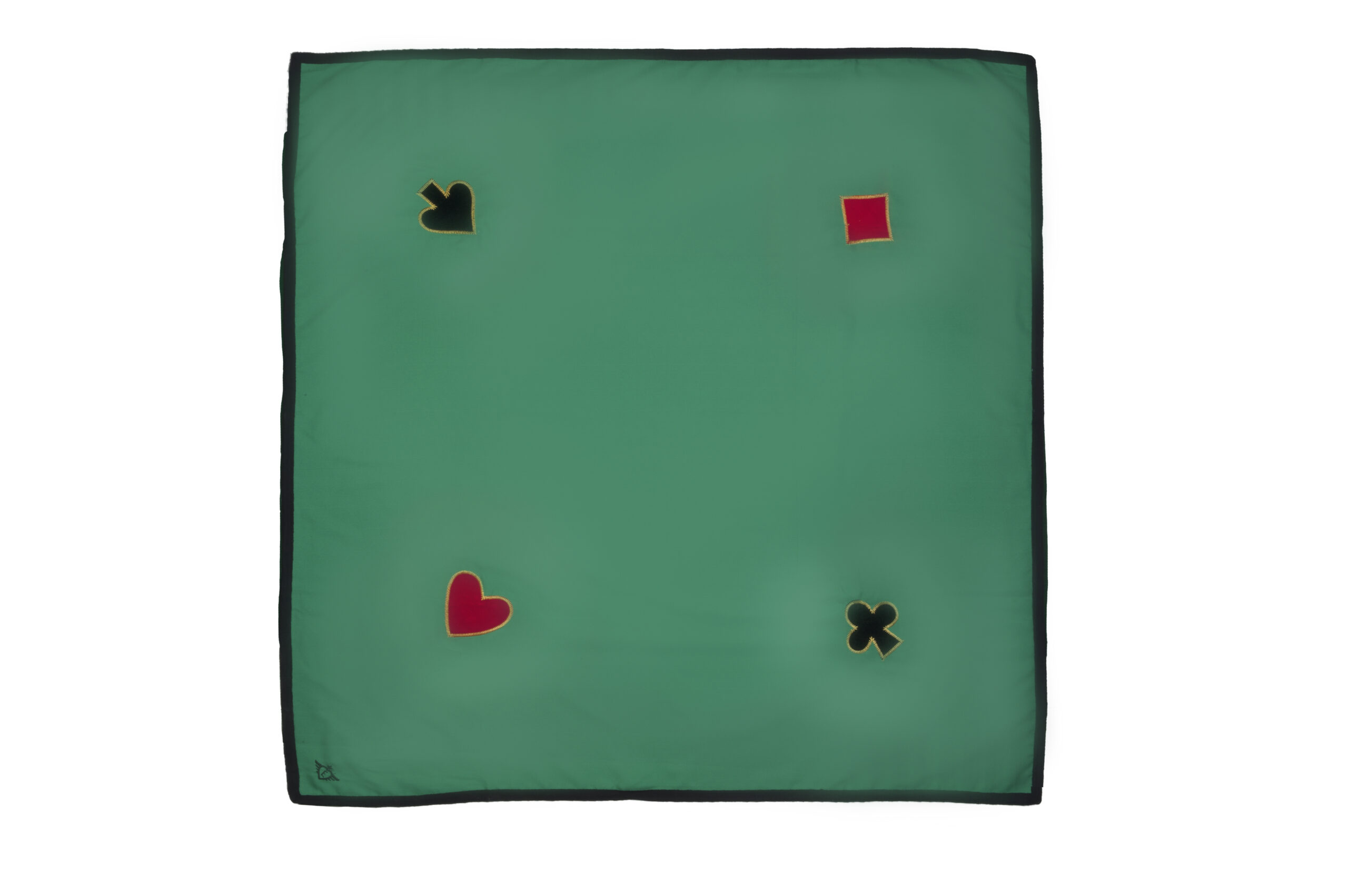 Green cotton card table cloth 120 x 120 cm with suits