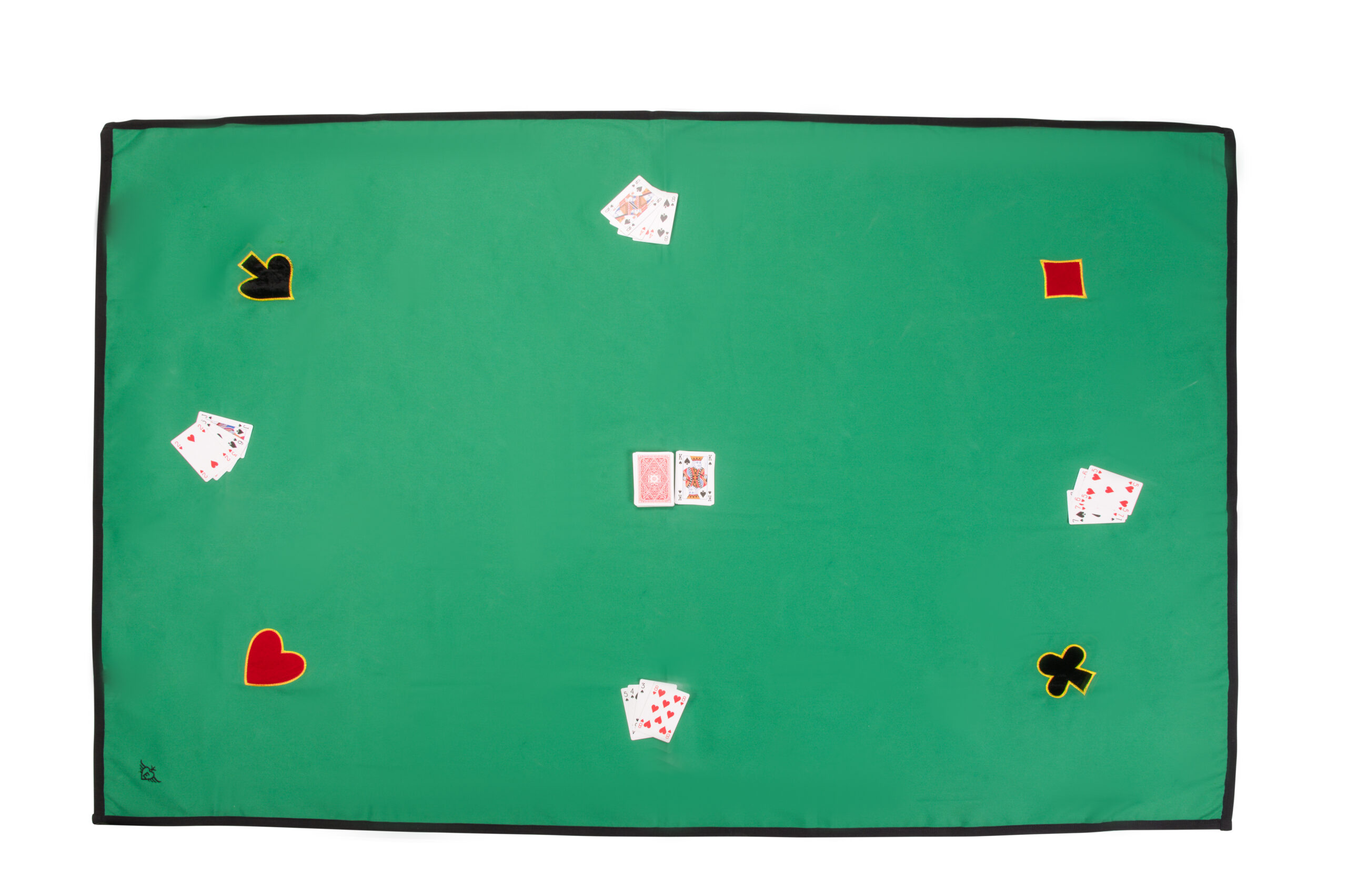 Green cotton card table cloth 120 x 180 cm with suits