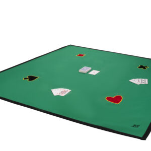 Large green cotton playing cloth with heart, club, spade and diamond details