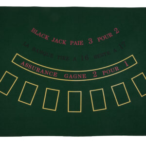 Green blackjack felt table cloth with printed betting layout