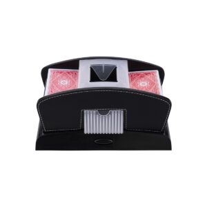 Automatic card shuffler with black leather finish