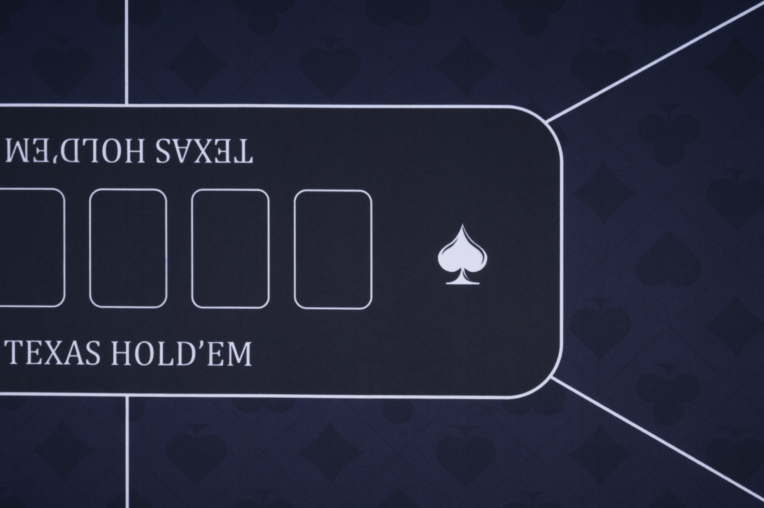 Close-up of blue poker mat 120 × 60 cm playing surface