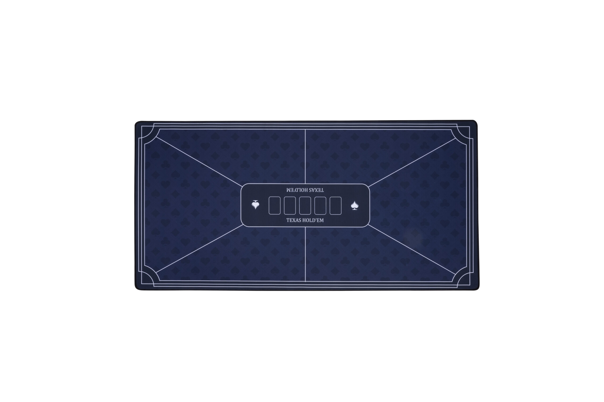 Blue poker mat 120 × 60 cm with printed Texas Hold’em layout
