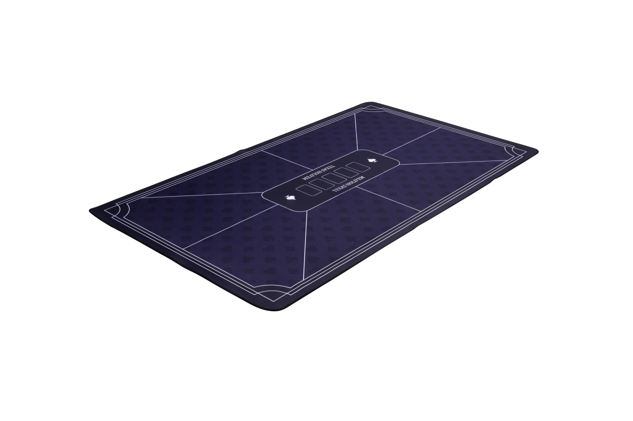 Angled view of blue poker mat 140 × 80 cm