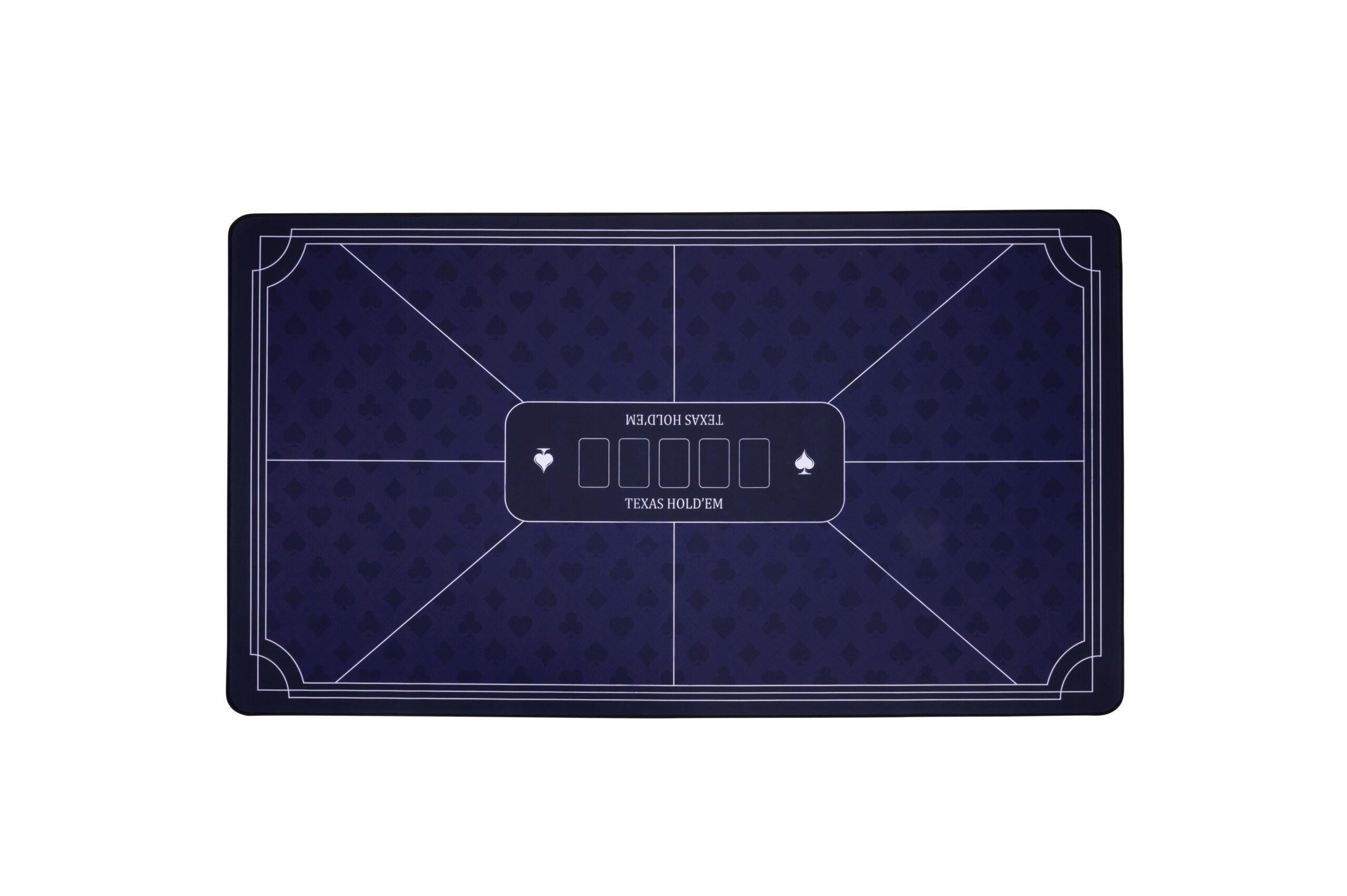 Blue poker mat 140 × 80 cm with printed Texas Hold’em layout