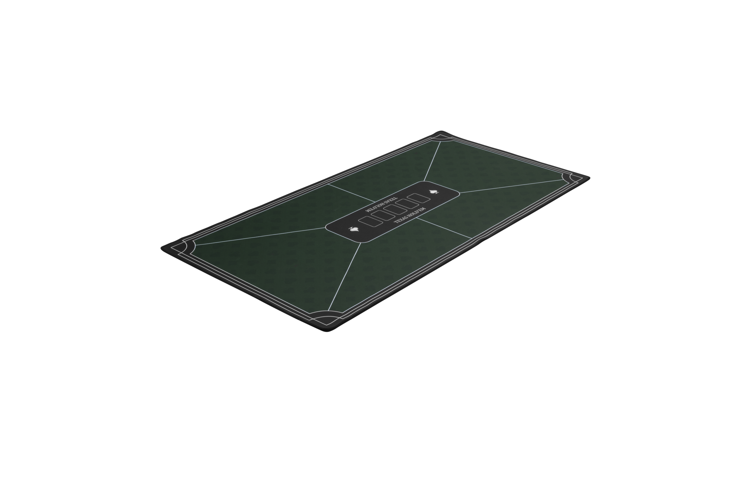 Angled view of green poker mat 120 × 60 cm