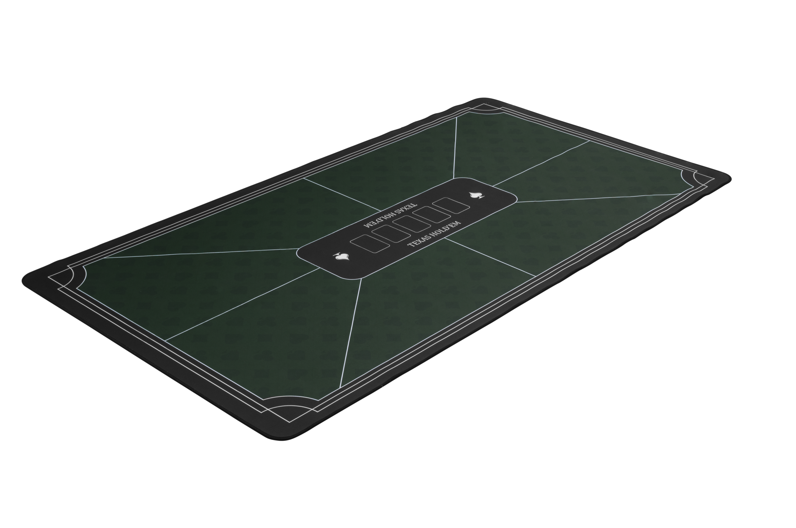 Angled view of green poker mat 140 × 80 cm