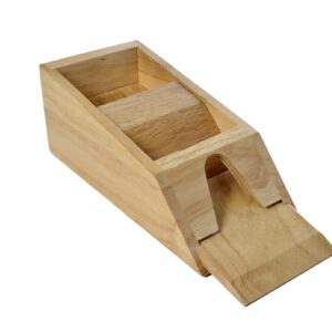 Wooden blackjack shoe for up to 4 decks of playing cards